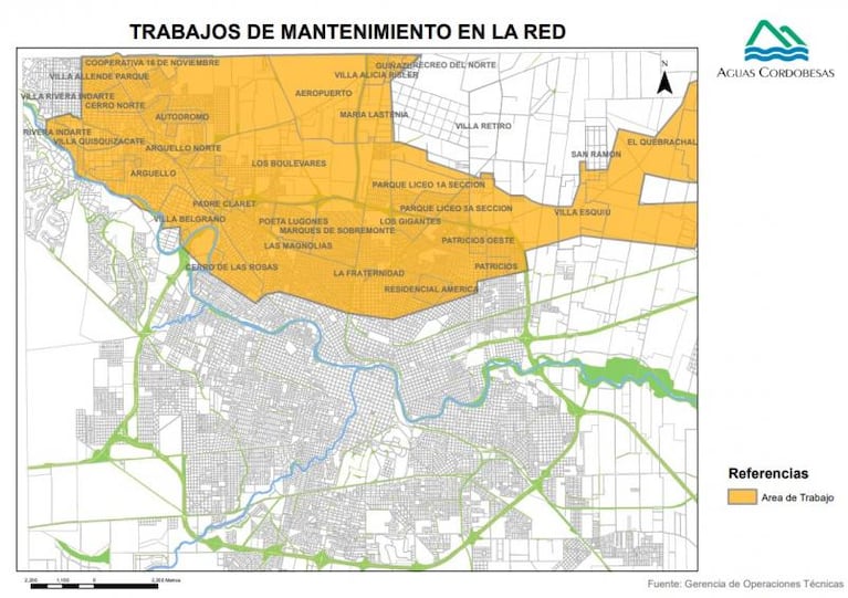 Corte de agua en zona norte de Córdoba: barrios afectados y día de restitución