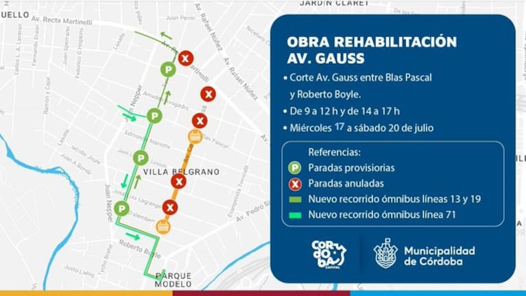 Corte total por obras en avenida Gauss: horarios afectados y los desvíos de colectivos