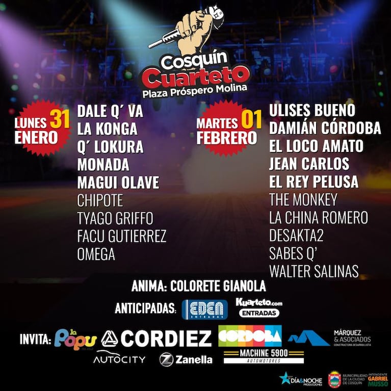 Cosquín Cuarteto: entradas, horarios y todo lo que tenés que saber