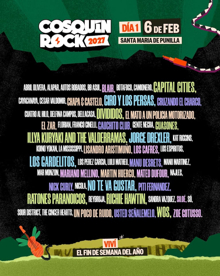 Cosquín Rock confirmó qué artistas tocan cada día: la grilla del 6 y 7 de febrero