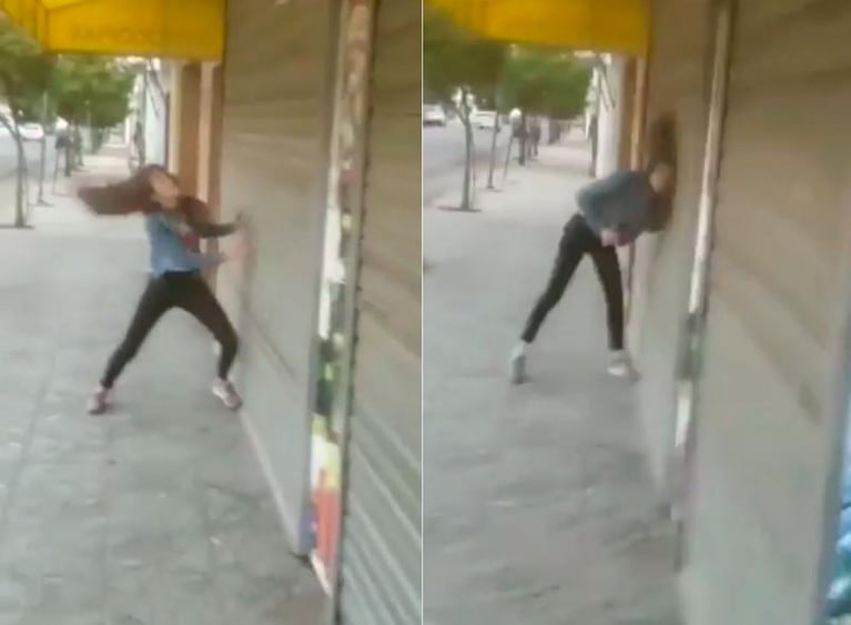 Cosquín: se filtró un nuevo video de la joven que agredió a su novio y se golpeó sola