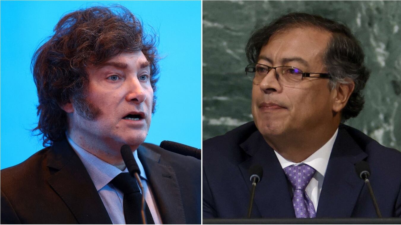 Crece la tensión entre el presidente Javier Milei y su par de Colombia Gustavo Petro (Foto: Reuters).