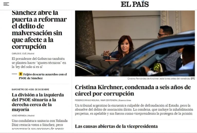 Cristina Kirchner condenada: la cobertura de los medios internacionales