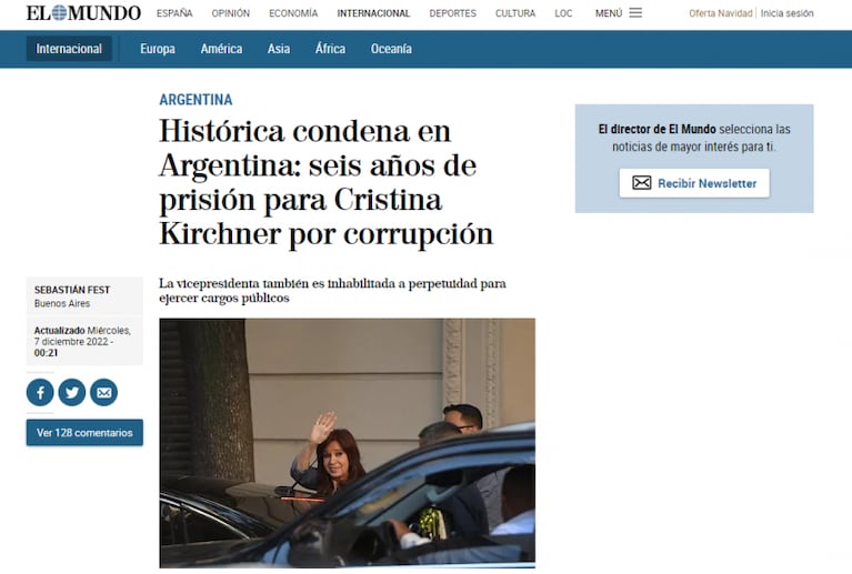Cristina Kirchner condenada: la cobertura de los medios internacionales