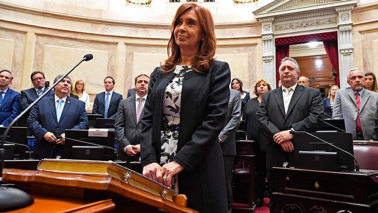 Cristina Kirchner, el día de la jura en el Senado. 