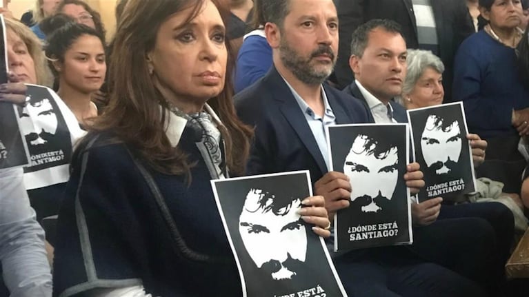 Cristina Kirchner pidiendo por la aparición de Santiago Maldonado. 