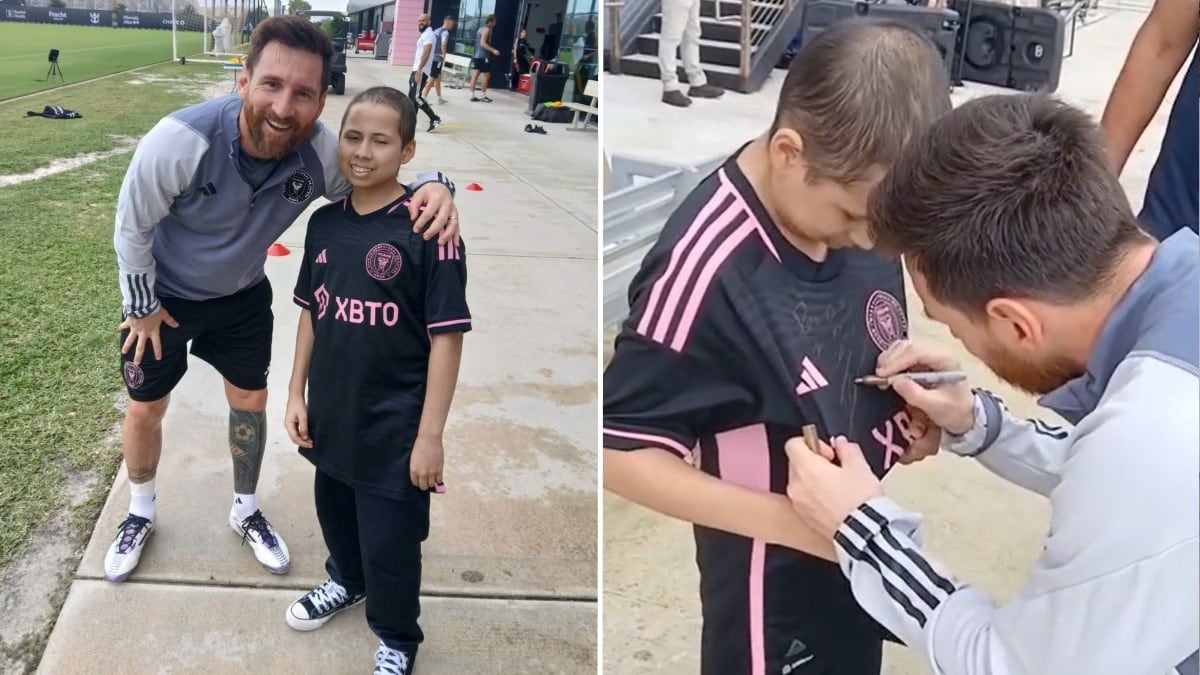 Cumplió su sueño de conocer a Messi y se volvió viral. (Foto y video: Instagram / @mateoinspira