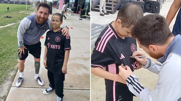 Cumplió su sueño de conocer a Messi y se volvió viral. (Foto y video: Instagram / @mateoinspira
