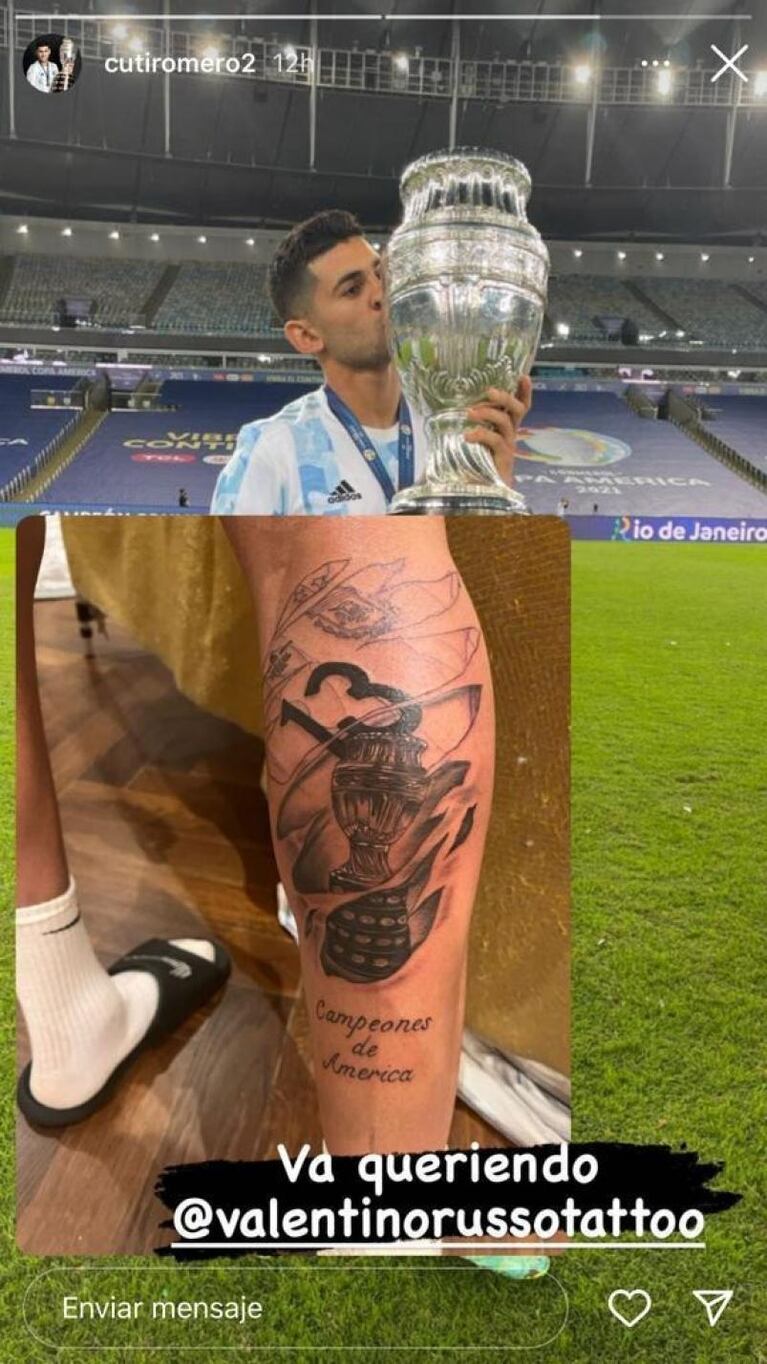 Cuti Romero se tatuó la Copa América y es furor en redes 