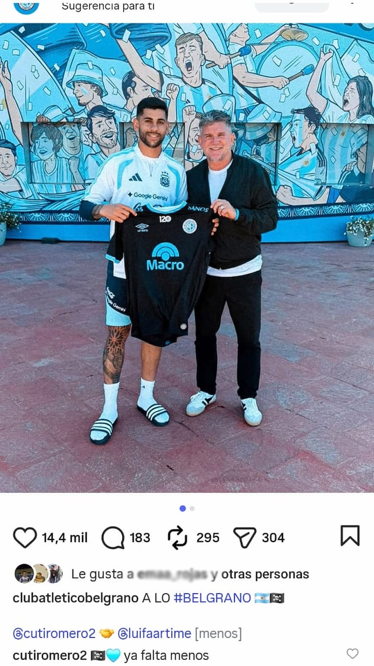 Cuti Romero y un comentario que enloqueció a los hinchas de Belgrano.