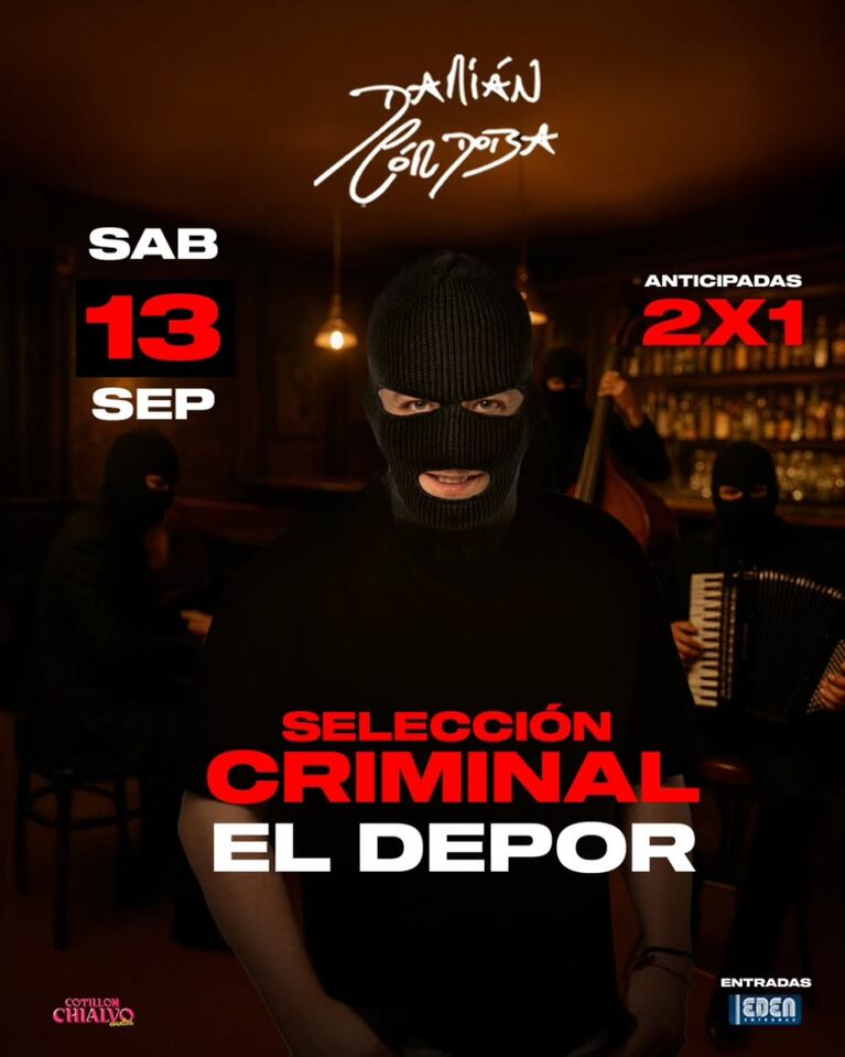 Damián Córdoba se presentará en el Deportivo para brindar "La selección criminal".