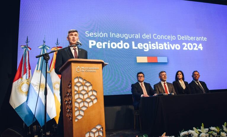 Daniel Passerini, intendente de Córdoba, en la apertura de sesiones ordinarias del Concejo Deliberante.