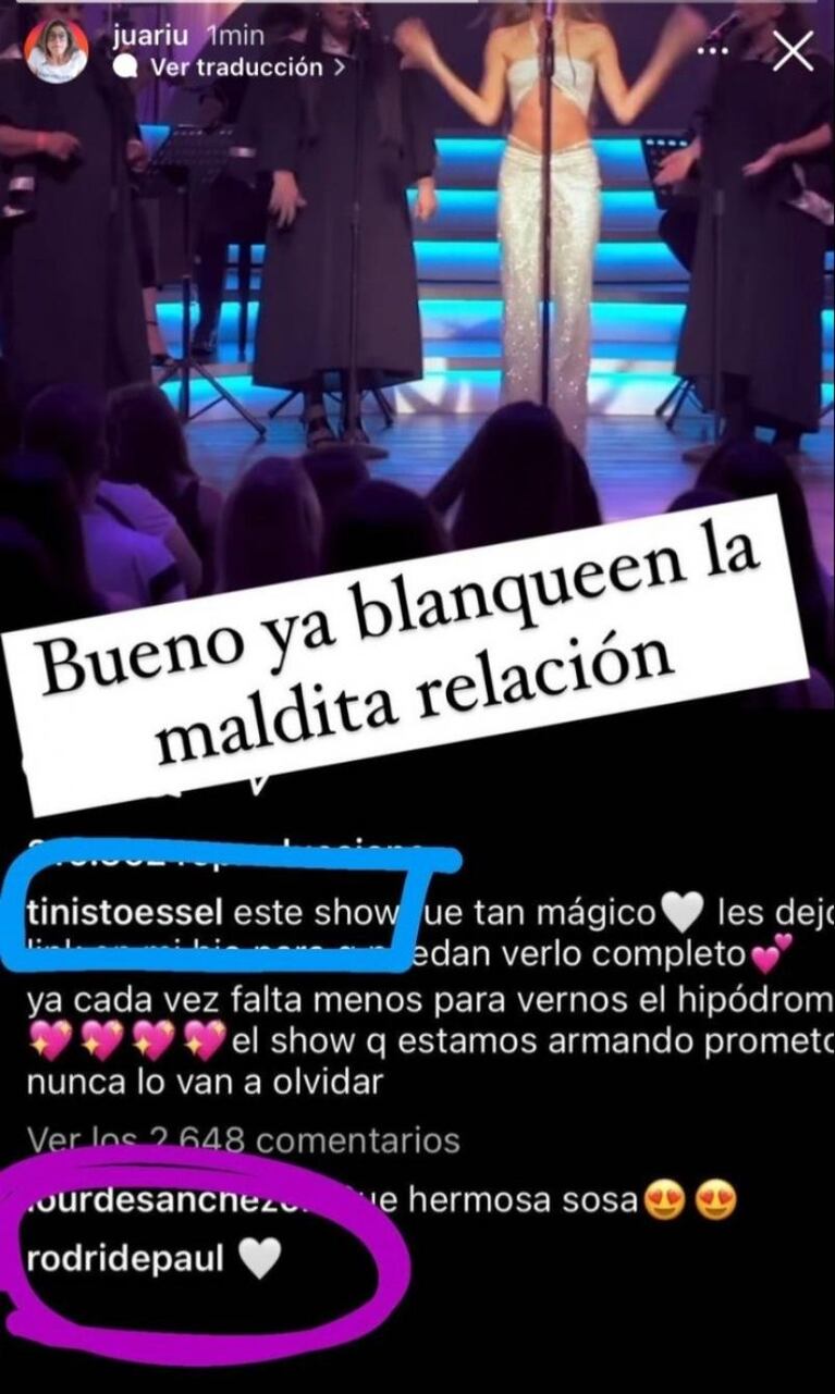 De Paul borró un comentario y un tuit que confirmarían el romance con Tini