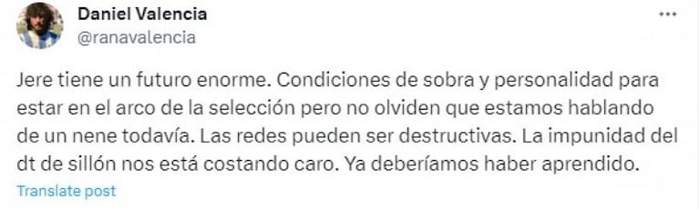 De Valencia a Schwartzman: el apoyo a Florentín por los insultos en las redes