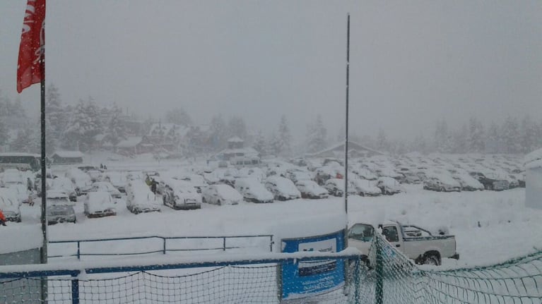 Decenas de autos, tapados por la nieve.