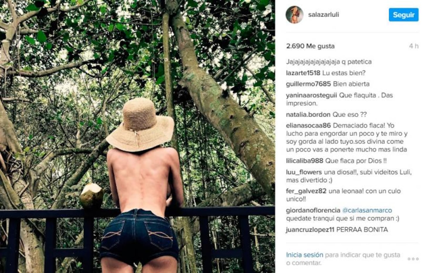 Delgadez extrema de Luli Salazar: sin corpiño en medio de la selva | ElDoce