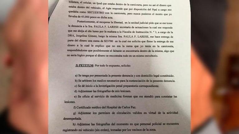 Denuncia que policías lo golpearon, pero lo imputaron por escapar de un control por la cuarentena