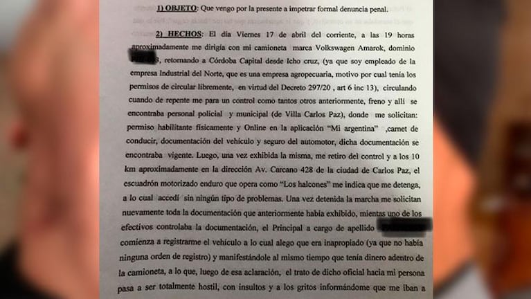 Denuncia que policías lo golpearon, pero lo imputaron por escapar de un control por la cuarentena