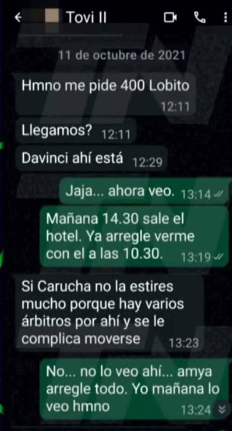 Denuncian arreglo de partidos tras la filtración de chats de un árbitro con el ex mano derecha de Toviggino