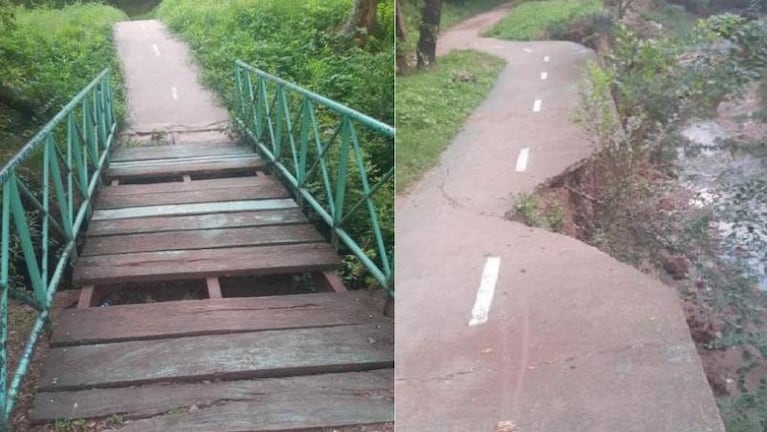 Denuncian el mal estado del Parque de la Vida: la ciclovía sigue derrumbada