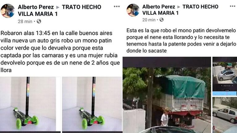 Denuncian que robó un monopatín de un niño de 2 años: “Era para una gente amiga”