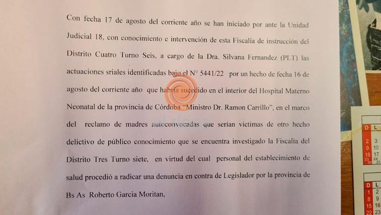 Denunciaron a García Moritán por "lesiones y amenazas" en el Neonatal