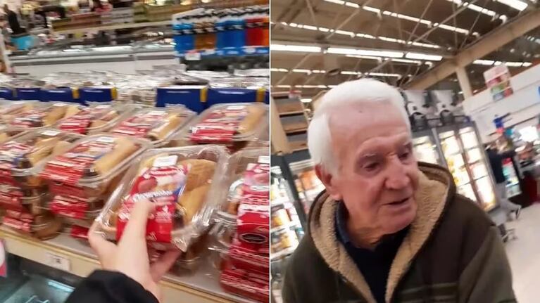 Desafió a sus abuelos que le compran de todo en el supermercado y su reacción se hizo viral