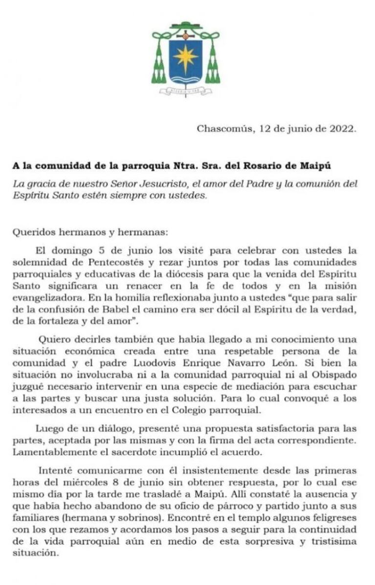 Desapareció un cura en Buenos Aires: lo acusan de haberse fugado con plata de un vecino