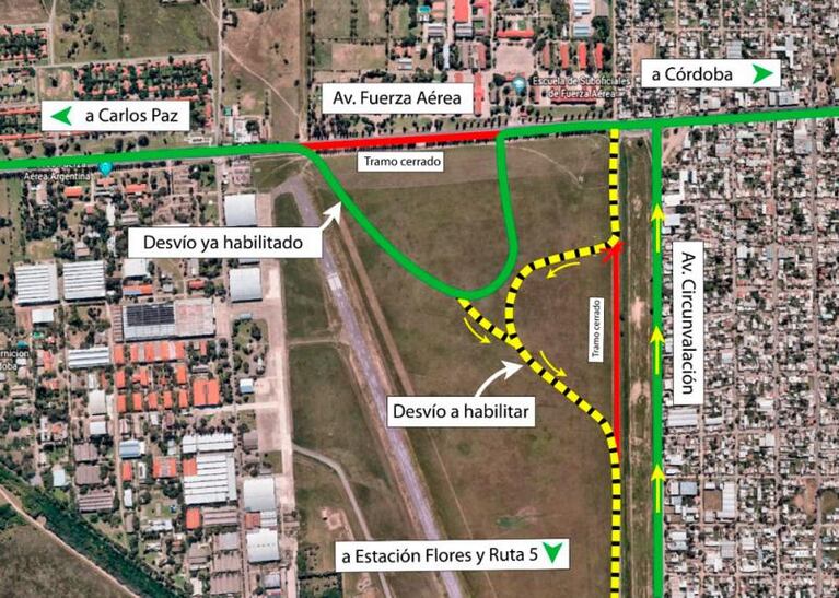 Desde este domingo, un nuevo desvío de obra en la Circunvalación Sur