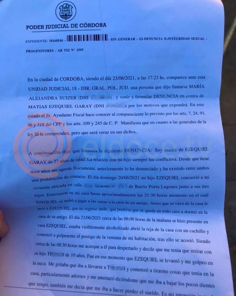 Desgarrador testimonio de una madre que denuncia a su hijo: “Le tengo miedo”