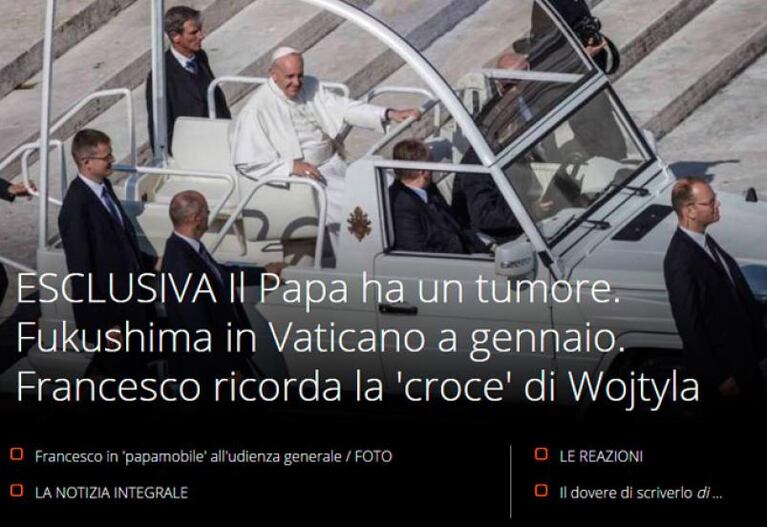 Desmienten que el Papa tenga un tumor cerebral