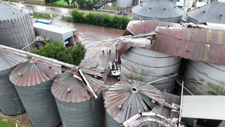 Destrozos en una planta de acopio de Bombal.