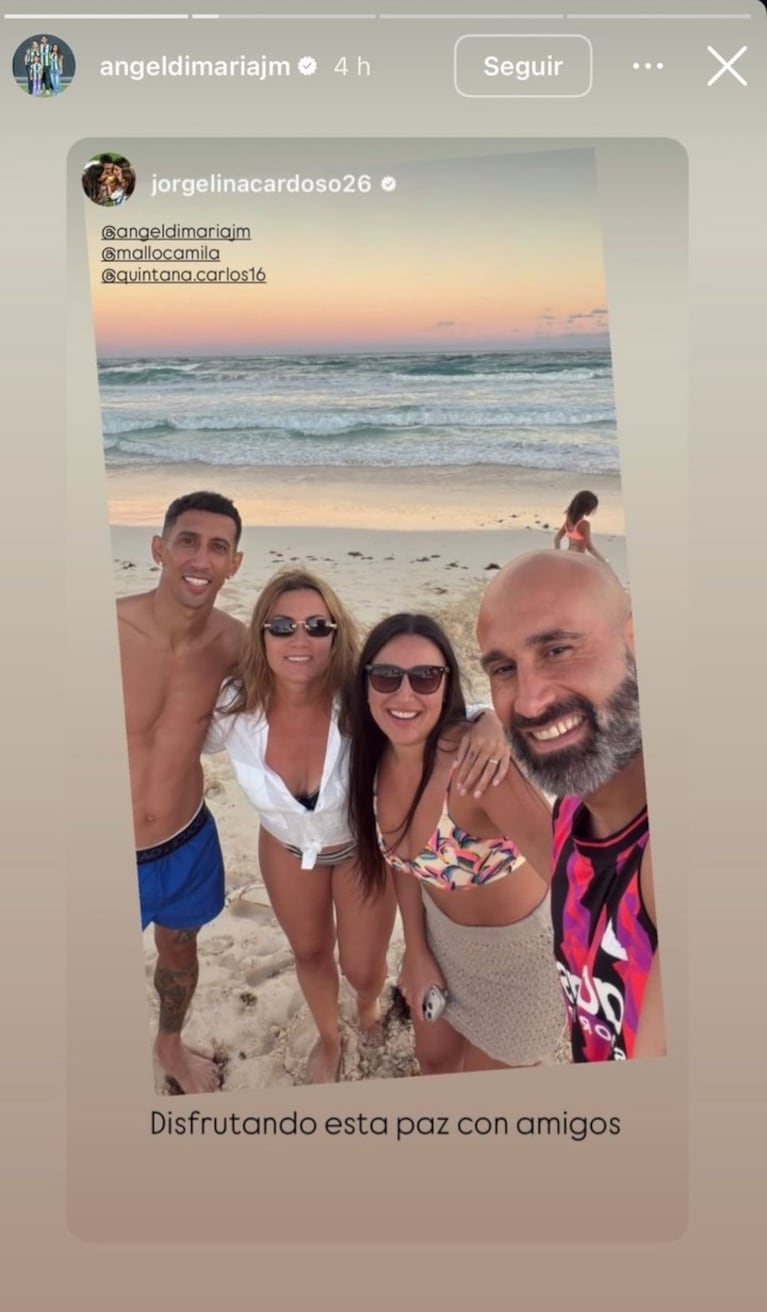 Di María con Quintana y sus respectivas parejas.