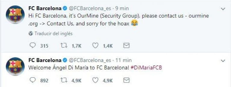 Di María fue compañero de Messi, sólo por unos minutos