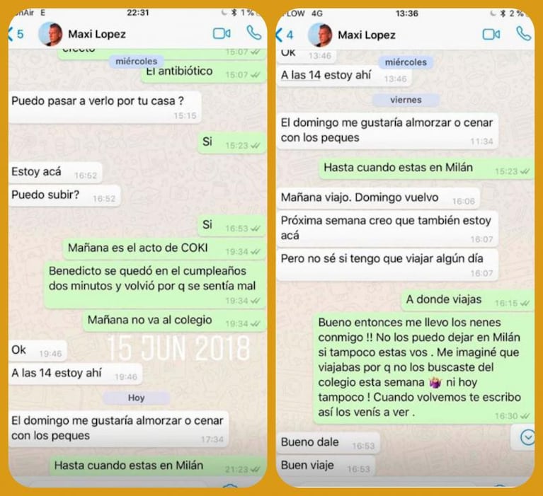 Día del Padre: Wanda Nara filtró un chat y Maxi López la trató de inmadura