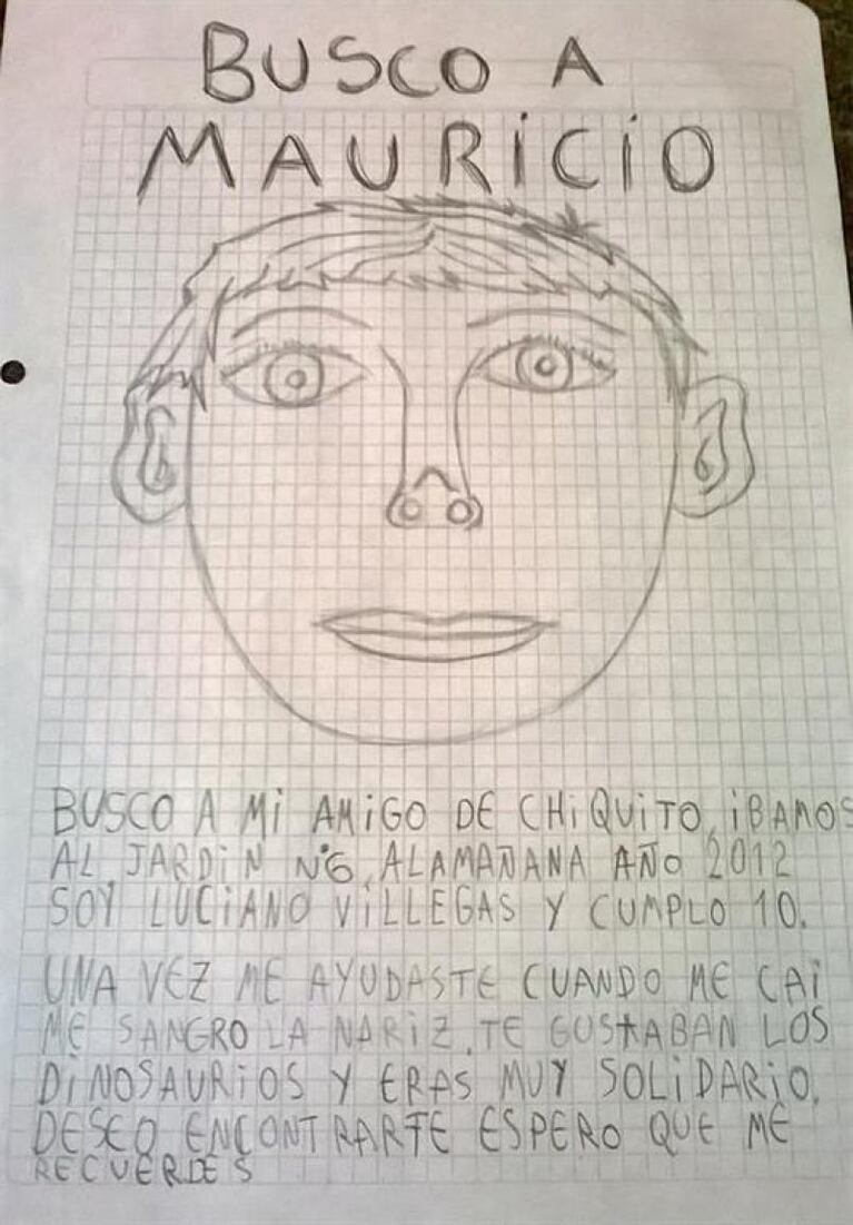 Dibujó el identikit de su mejor amigo y lo busca en las redes