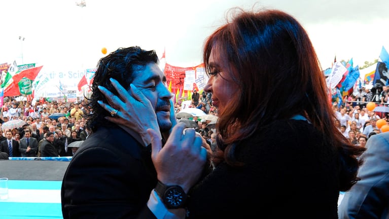 Diego Armando Maradona y Cristina Kirchner.