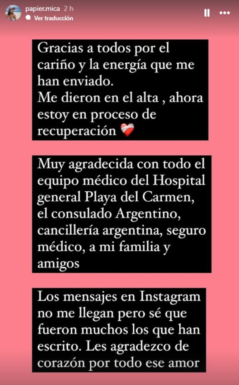 Dieron de alta a la argentina que sobrevivió al choque en Playa del Carmen: su emotivo mensaje