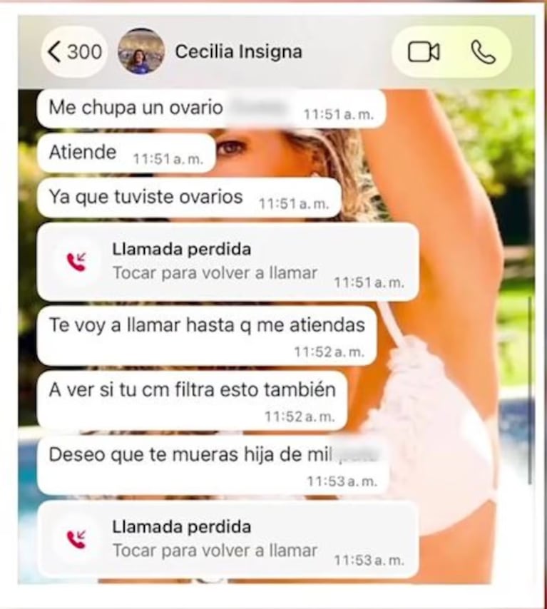 Difunden los feroces mensajes de Cecilia Insinga a Luciana Elbusto por Brancatelli: “Deseo que…”