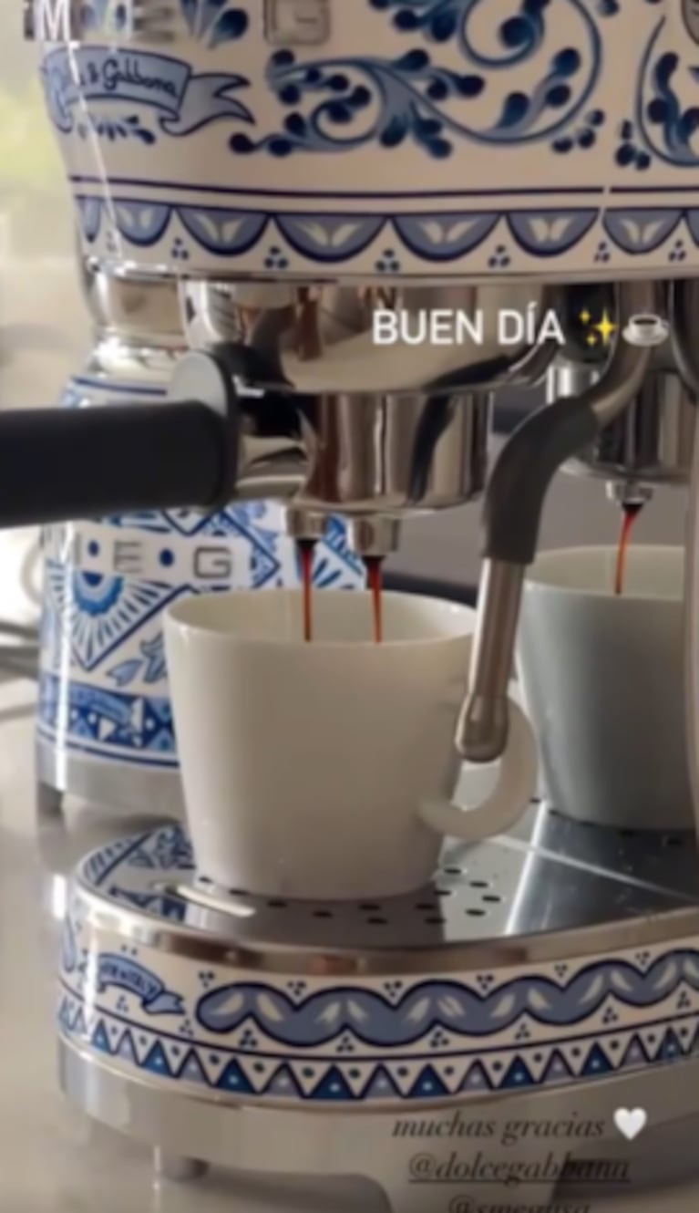 Diseño de lujo: la excéntrica cafetera que le regalaron a Antonela Roccuzzo