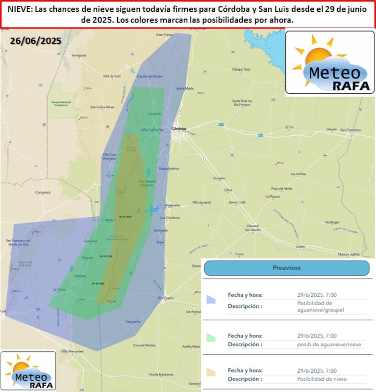 Donde habrá nieve (y dónde aguanieve) en Córdoba este domingo