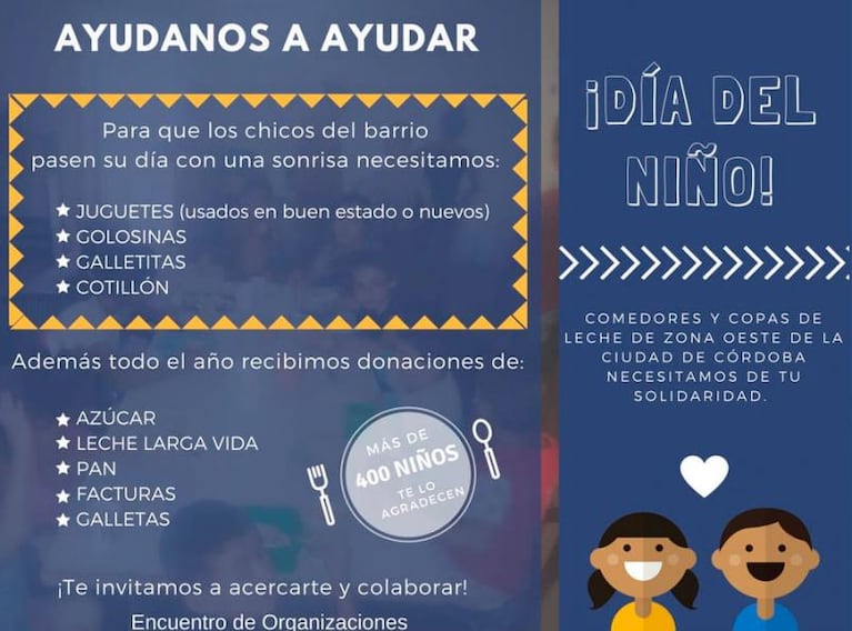 Dónde hacer donaciones en Córdoba por el Día del Niño