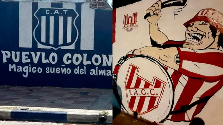 Dos de los murales de "Puevlo Colón" y "Vida al Barrio", agrupaciones que pintan por amor.