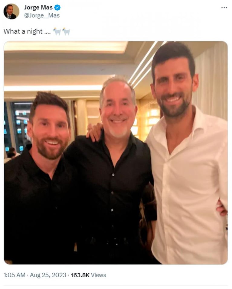 Dos gigantes: los motivos de la reunión de Messi y Djokovic en Nueva York