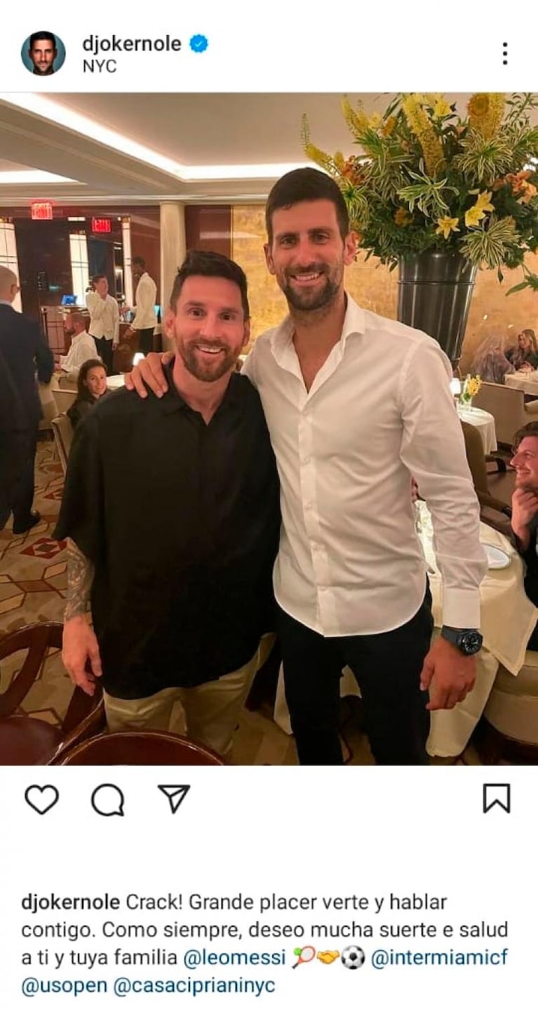 Dos gigantes: los motivos de la reunión de Messi y Djokovic en Nueva York