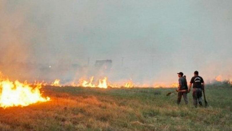 Dos hombres, víctimas del incendio en un campo.