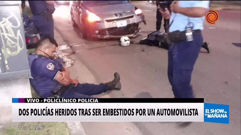 Dos policías internados tras ser chocados por un automovilista