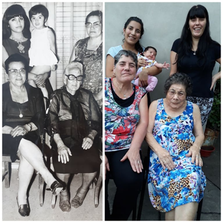 Dos veces en una misma familia: cinco generaciones de mujeres cordobesas saludan a la cámara