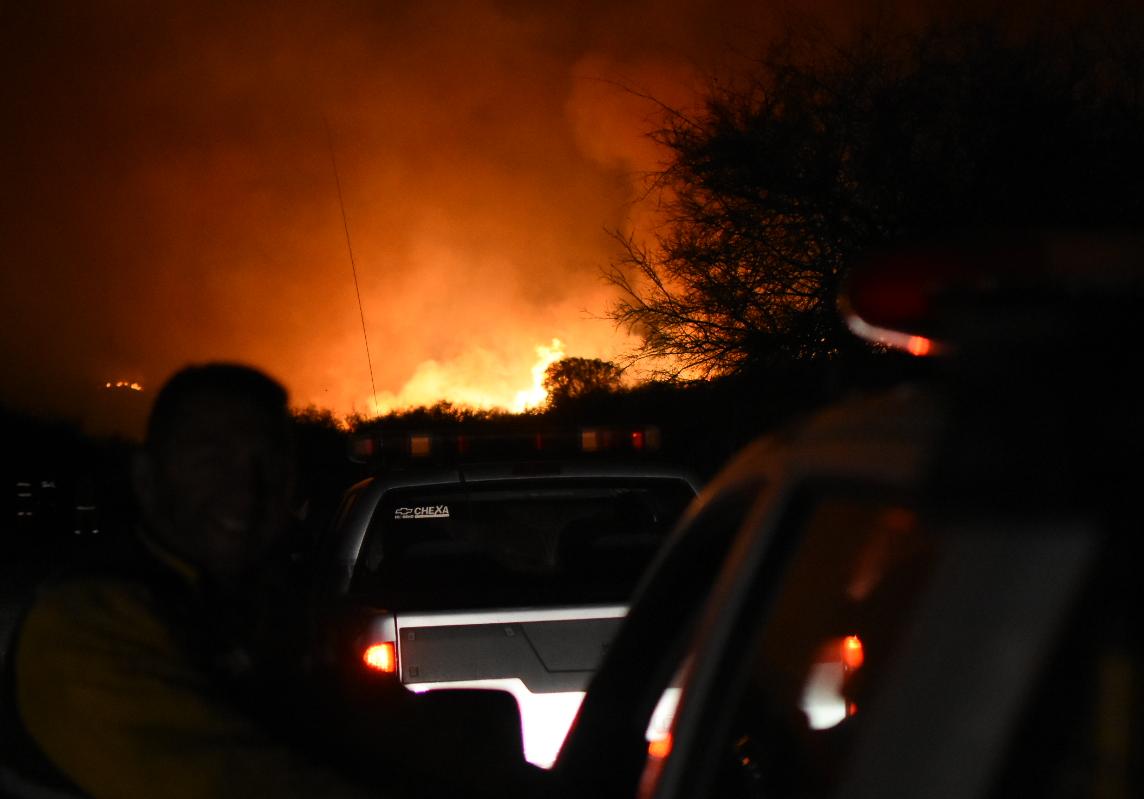 Dotaciones de bomberos y aviones hidrantes combaten las llamas. Foto: Lucio Casalla / ElDoce.tv