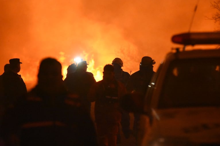 Dotaciones de bomberos y aviones hidrantes combaten las llamas. Foto: Lucio Casalla / ElDoce.tv